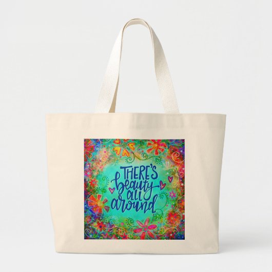 美しいかわいらし引用文吸光度ラージトートバッグ ラージトートバッグ (正面)