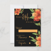 美しいかわいらし濃いムーディオレンジのフローラ結婚ズ 出欠カード (裏面)