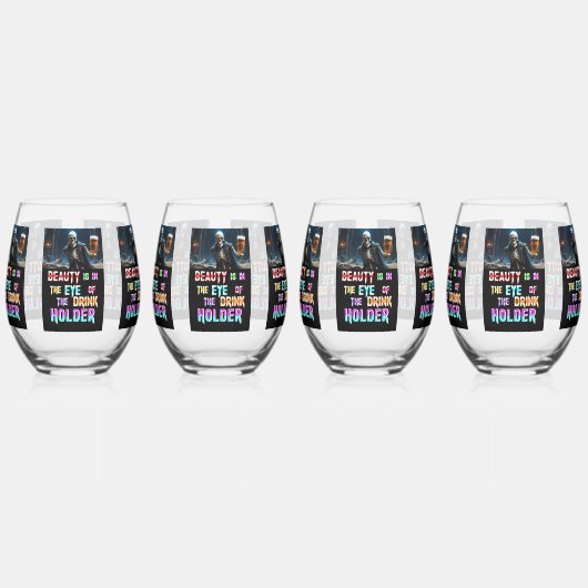 美しいが飲み物のホルダーの目に入る ステムなしワイングラス (左)