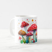 美しいきのこの森 水彩画スタイルの菌類 コーヒーマグカップ (正面左)
