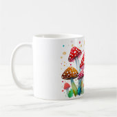 美しいきのこの森 水彩画スタイルの菌類 コーヒーマグカップ (左)
