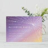 美しいきらめくスパイダーウェブハローウィンパーティ 招待状 (スタンド正面)
