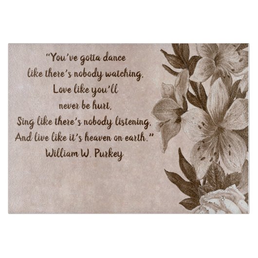 美しいことわざのフローラガラスの切断板 カッティングボード (正面)