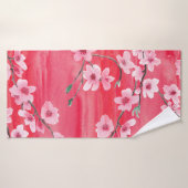 美しいさくらんぼの花とシームレスなパターン バスタオル (バスタオル)