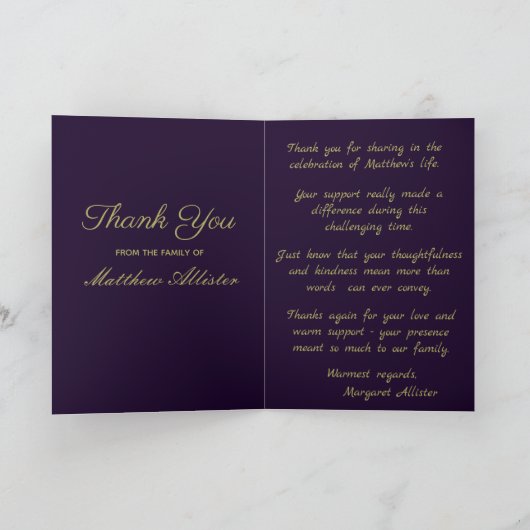 美しいさくらんぼの花ピンク紫の死別 サンキューカード (内部)