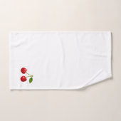 美しいさくらんぼフルーツのホワイトバスタオオルセット バスタオルセット (ハンドタオル)