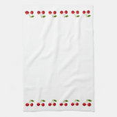 美しいさくらんぼフルーツオンホワイト キッチンタオル (縦)