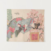 美しいさくらんぼ下ヴィンテージ浮世絵 タペストリー (正面(横))