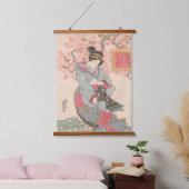 美しいさくらんぼ下ヴィンテージ浮世絵 吊り下げ型タペストリー (寝室)