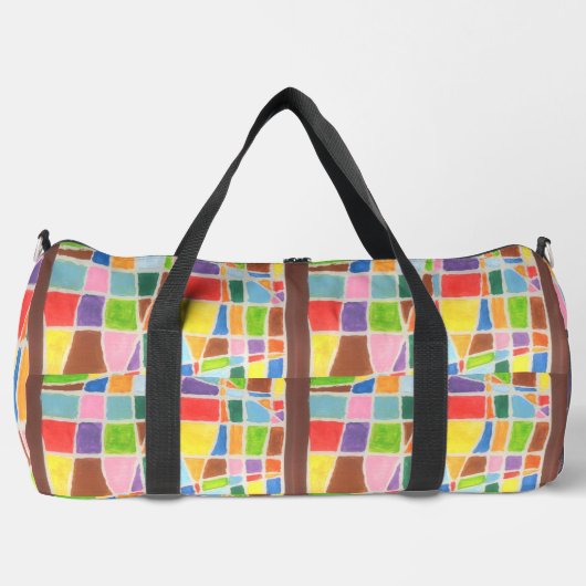 美しいすばらしいクールハッピーアースカラーズコラージュ ダッフルバッグ (正面)