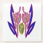 美しいすばらしい美しいブルー&パープルレッドローズ ガラスコースター (正面)