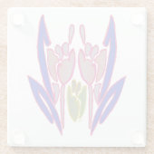 美しいすばらしい美しいブルー&パープルレッドローズ ガラスコースター (裏面)