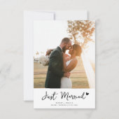 美しいたった今結婚しました結婚の発表 サンキューカード (正面)