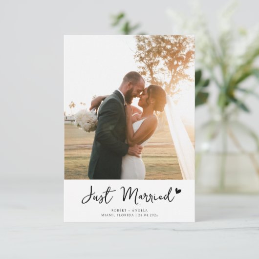 美しいたった今結婚しました結婚の発表 サンキューカード (スタンド正面)