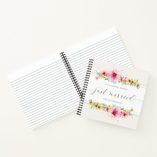 美しいたった今結婚しました結婚ズゲストブックノートブック ノートブック (内部)