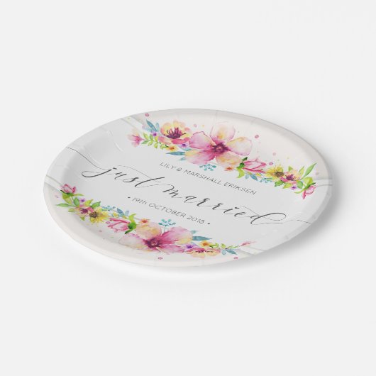 美しいたった今結婚しました結婚ズ|紙プレート ペーパープレート (アングル)