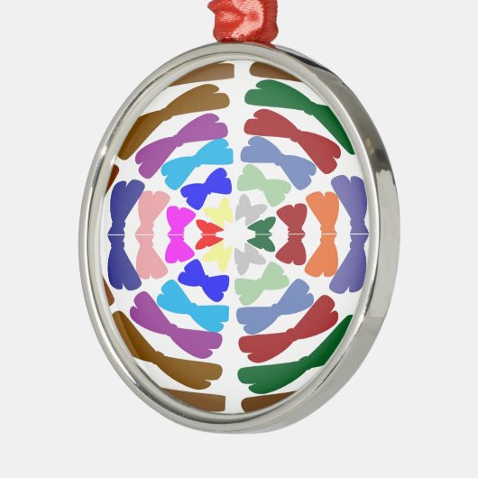 美しいちょうネクタイのダンス-楽しむなnの共有の喜び メタルオーナメント (左)