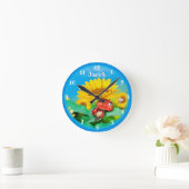 美しいてんとう虫がひまわりの上で眠っている。ミディアム ラウンド壁時計 (ホーム)