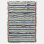 美しいで毛布を投げストライプ、オリーブグリーン スローブランケット (正面縦)