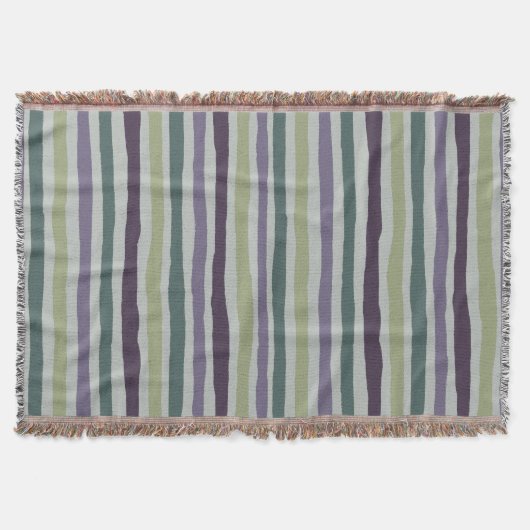 美しいで毛布を投げストライプ、オリーブグリーン スローブランケット (正面)