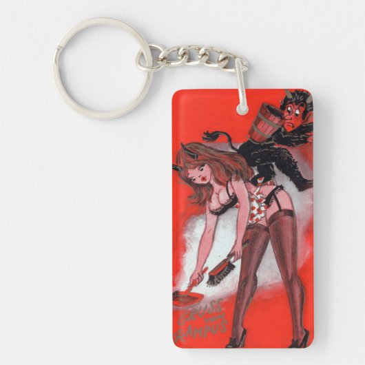 美しいとクランプスヴィンテージクリスマスクリスマス キーホルダー (正面)