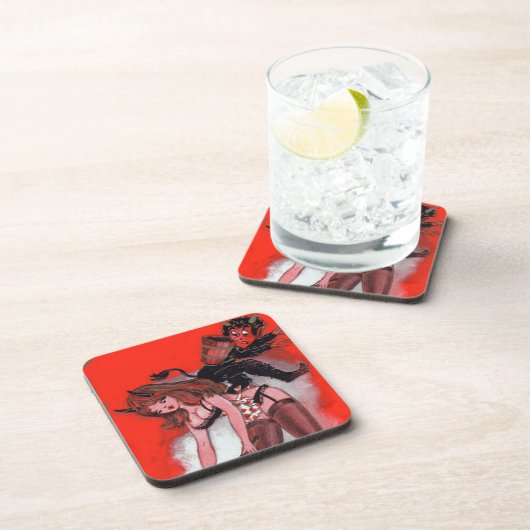 美しいとクランプスヴィンテージクリスマスクリスマス コースター (右側)