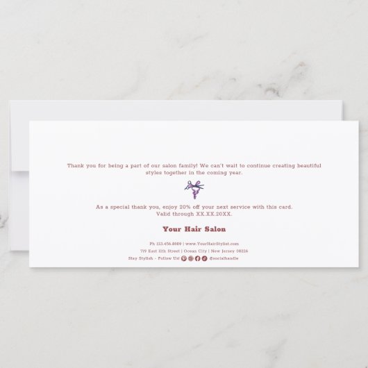 美しいとジョイの季節を祈るフラットカード (裏面)