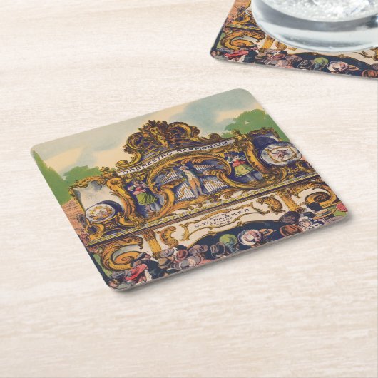 美しいとトーンで有名なパーカーのバンドオルガン スクエアペーパーコースター (アングル)