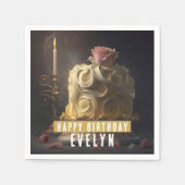 美しいとビーストお誕生日ケーキ- スタンダードカクテルナプキン (正面)