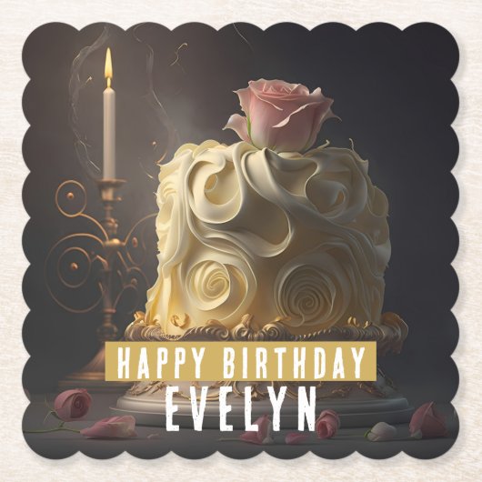 美しいとビーストお誕生日ケーキ- ペーパーコースター (正面)