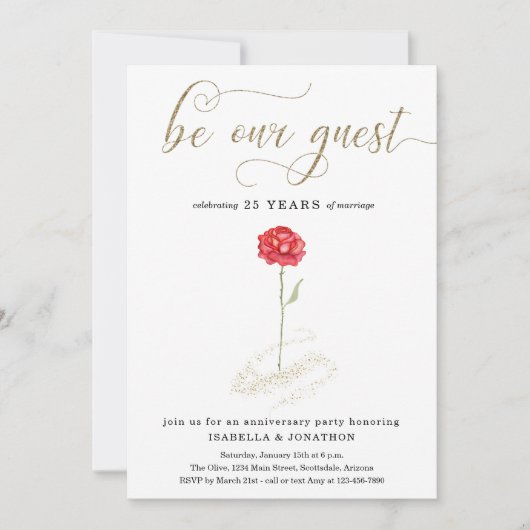 美しいとビーストアニバーサリーバーサニバーズパーティの招待状 招待状 (正面)