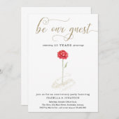 美しいとビーストアニバーサリーバーサニバーズパーティの招待状 招待状 (正面/裏面)