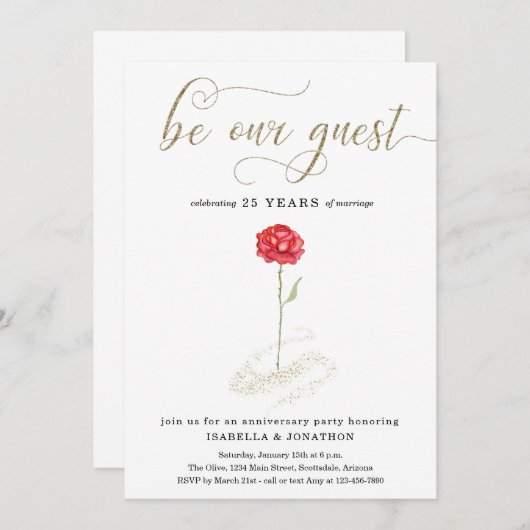 美しいとビーストアニバーサリーバーサニバーズパーティの招待状 招待状 (正面/裏面)