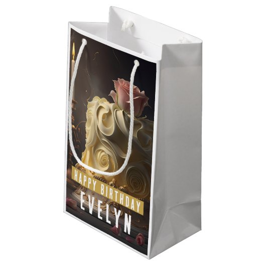 美しいとビーストケーキ – 誕生日 スモールペーパーバッグ (裏面アングル)