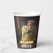 美しいとビーストケーキ – 誕生日 紙コップ (裏面)