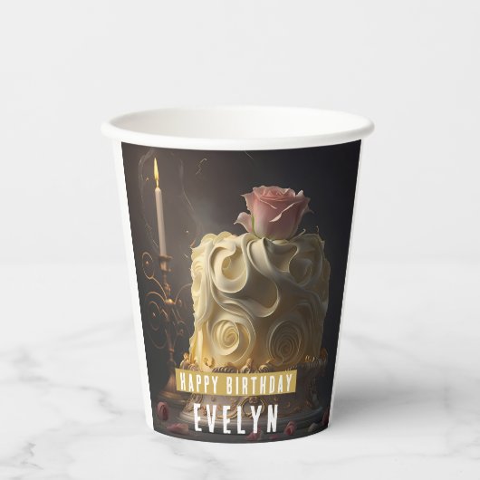 美しいとビーストケーキ – 誕生日 紙コップ (正面)