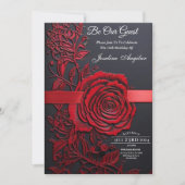 美しいとビーストスウィート16レッドローズ 招待状 (正面)