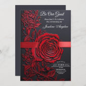 美しいとビーストスウィート16レッドローズ 招待状 (正面/裏面)