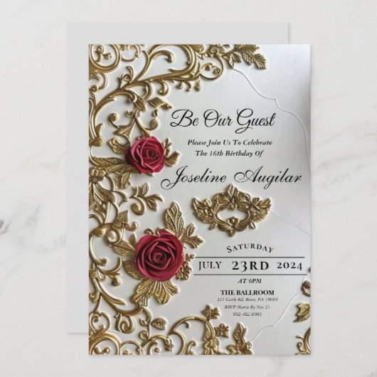 美しいとビーストスウィート16招待状 招待状 (正面/裏面)