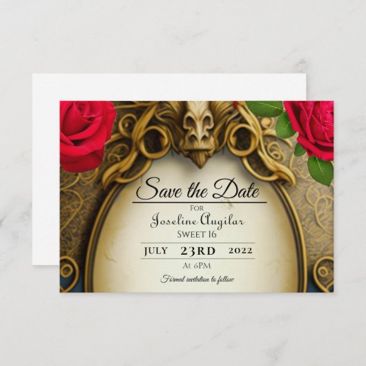 美しいとビーストスウィート16日付を保存 セーブザデート (正面/裏面)