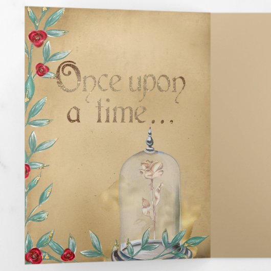 美しいとビーストフェアユタレヴィンテージストーリーブック 三つ折り招待状 (内部最初)