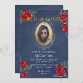 美しいとビーストフェアリーテールブルー鏡写真 招待状 (正面/裏面)