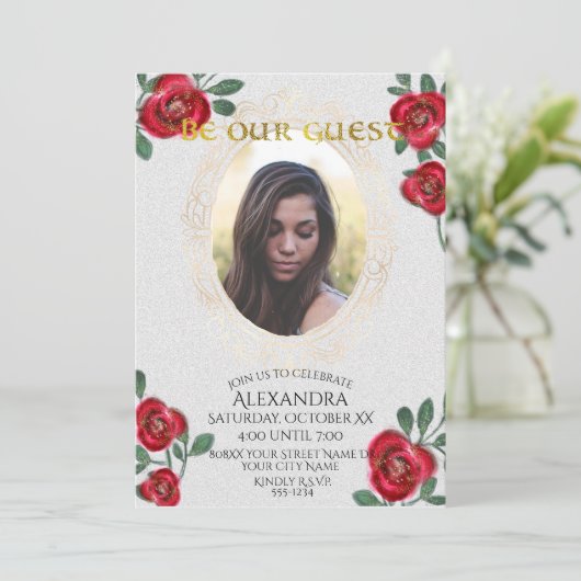 美しいとビーストフェアリー金ゴールド鏡写真 招待状 (スタンド正面)