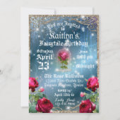 美しいとビーストレッドローズエンチャント誕生日 招待状 (正面)