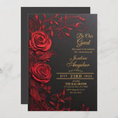 美しいとビーストレッドローズスウィート16招待状 招待状 (正面/裏面)