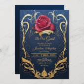 美しいとビーストレッドローズスウィート16招待状 招待状 (正面/裏面)