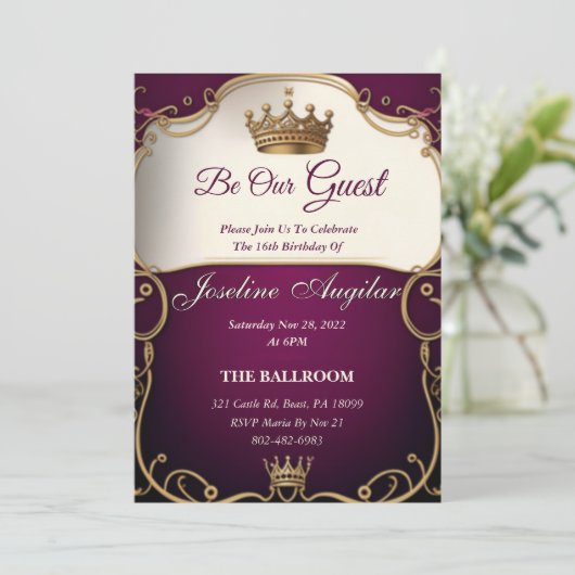 美しいとビーストロイヤリティースウィート16招待状 招待状 (スタンド正面)