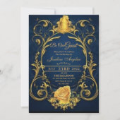 美しいとビースト金ゴールドバラスウィート16 招待状 (正面)