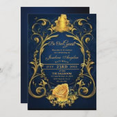 美しいとビースト金ゴールドバラスウィート16 招待状 (正面/裏面)