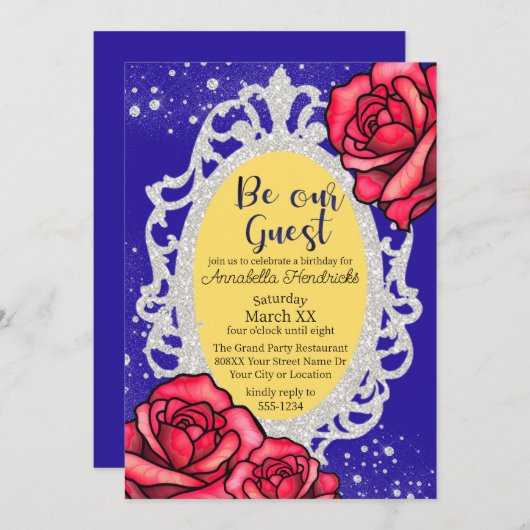 美しいとビースト鏡&バラフェアヤタレ 招待状 (正面/裏面)